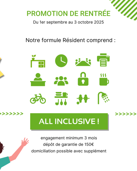 Réduction coworking professionnel poste fixe Lyon 1